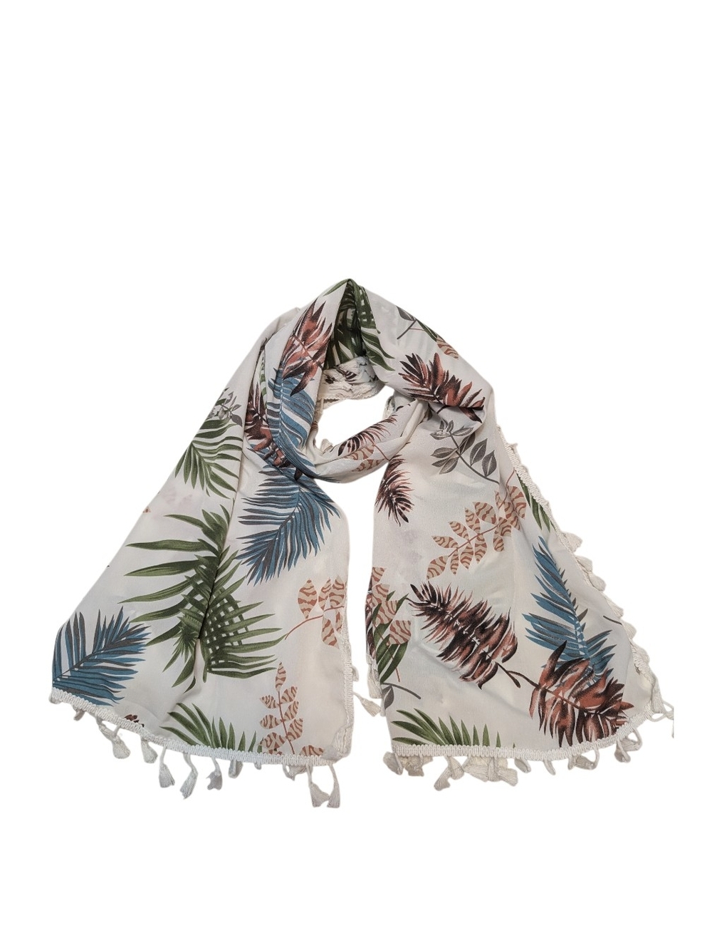 BohoTropical Lightweight Scarf - White/Green/Blue/Brown